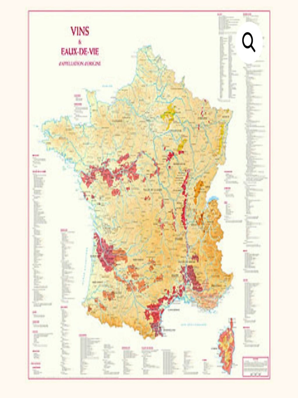 Map of France and AOP Eaux-de-vie - Poster 88cm