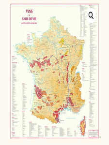 Carte de France et Eaux-de-vie AOP - Poster 88cm X 88cm
