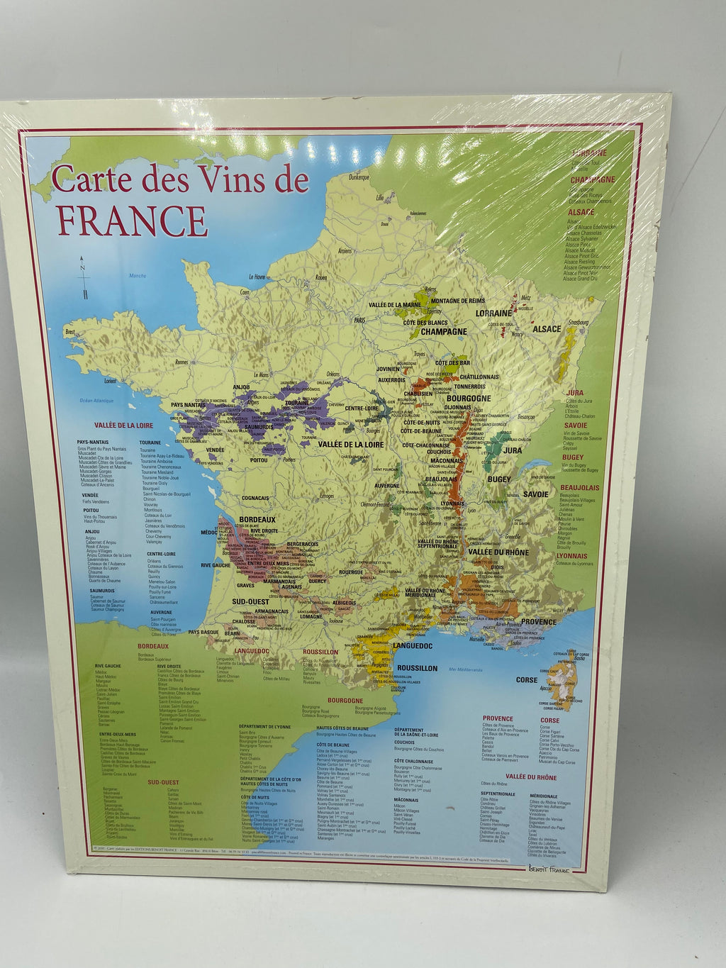Carta de vinhos 30 x 40 cm França ou Regiões